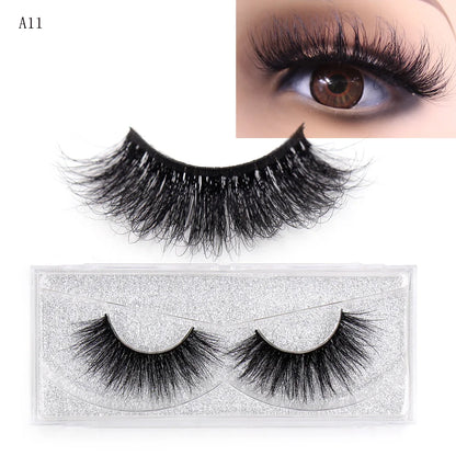 LEHUAMAO False Eyelashes Mink Lashes Natural Thick False Eyelashes Extension Wispy Soft Lashes Makeup Tools D22 1Pair-A11