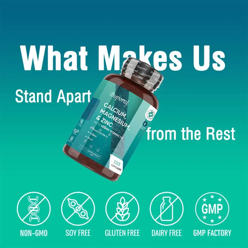 Calcium, Magnesium, Zinc and Vitamin D Supplement - Supports Immune System and Bone Health and Enhances Nutrient Absorption