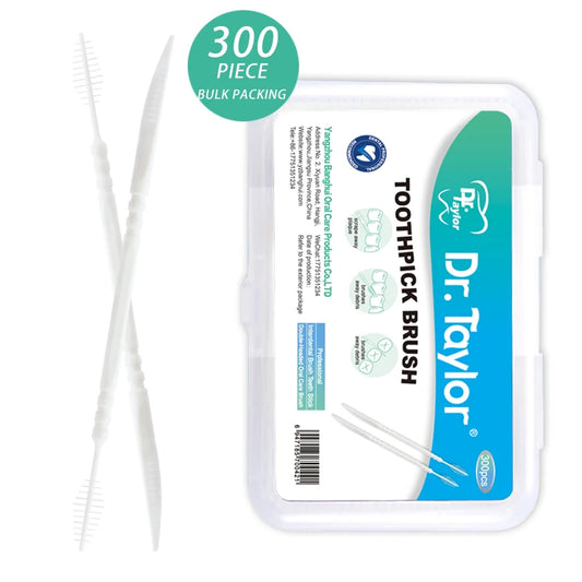 300 Pcs Double-ended Fish Bone Shaped Disposable Plastic Toothpick ,Dental Floss,Interdental Brush 300pcs