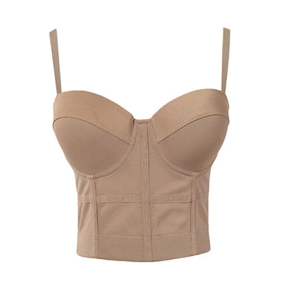 Women's tight bra, sexy fishbone Camisole, with integrated back shaping bra underwear khaki
