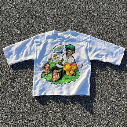 Gothic Summer American New Street Tops Clothing Harajuku Hip Hop Letter Graphic Character Print Y2K Cotton Couple Short Sleeve 9