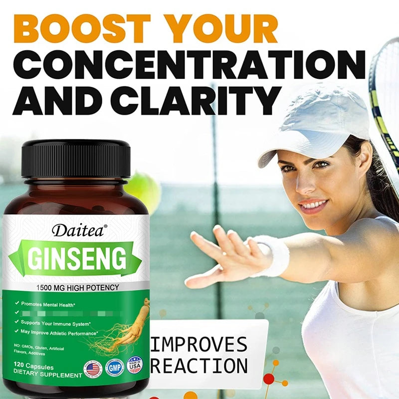 Energy Supplement - Ginseng Extract, Enhances Physical Energy, Memory and Immune System, and Refreshes The Mind