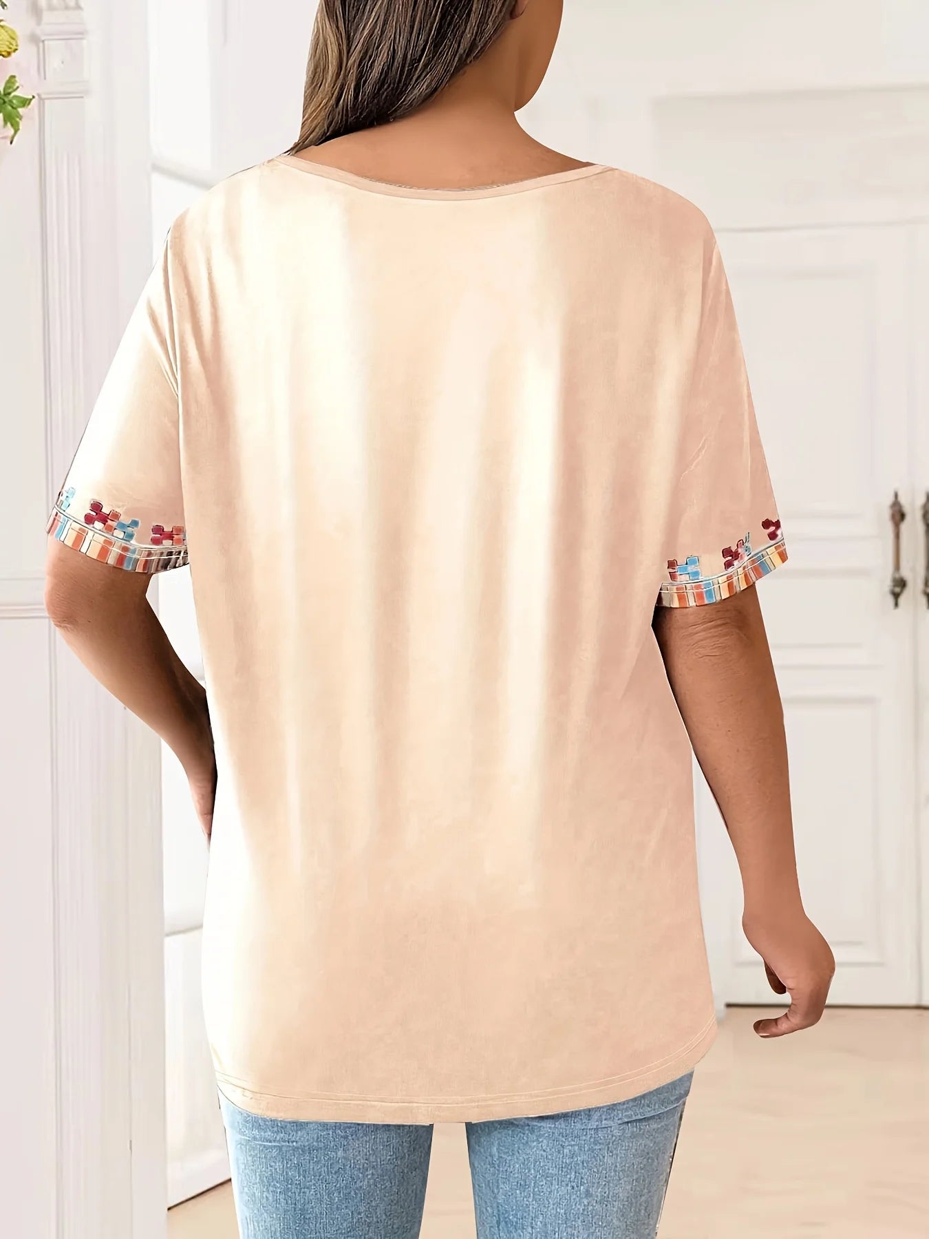 Plus Size Women's T-Shirt Boho Harajuku Graphic Print Summer Short Sleeve Casual Tops Street Fashion T-Shirt Female Clothing