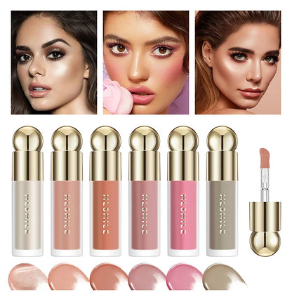 New Liquid Cheek Blush Facial Nourishing Blusher Gel Cream Multi-purpose For Eyes Lips Makeup Blush Stick Cosmetics With Sponge