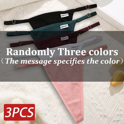 Cotton Sexy Thongs Adjustable Women's Panties Soft Panties Low Waist Seamless Thongs Woman Lingerie Tangas Mujer S-XL FINETOO Set 16 Set