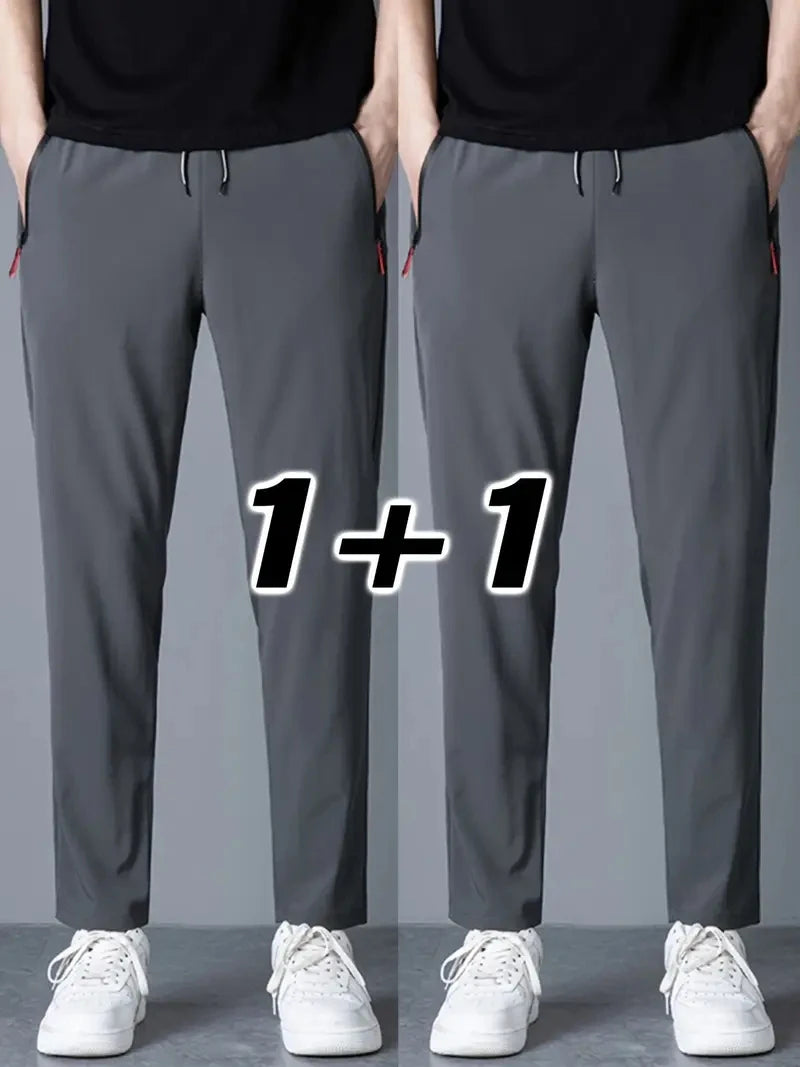 2 Pieces Men's Casual Pants Stretch Elastic Waist Jogger Korean Classic Blue Black Gray Male Brand Trousers Plus Size Badiee Stylez