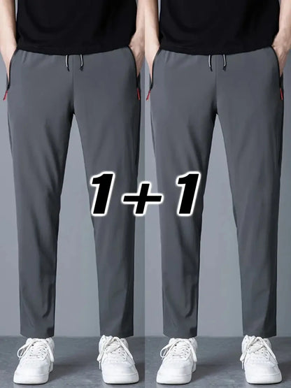 2 Pieces Men's Casual Pants Stretch Elastic Waist Jogger Korean Classic Blue Black Gray Male Brand Trousers Plus Size Badiee Stylez