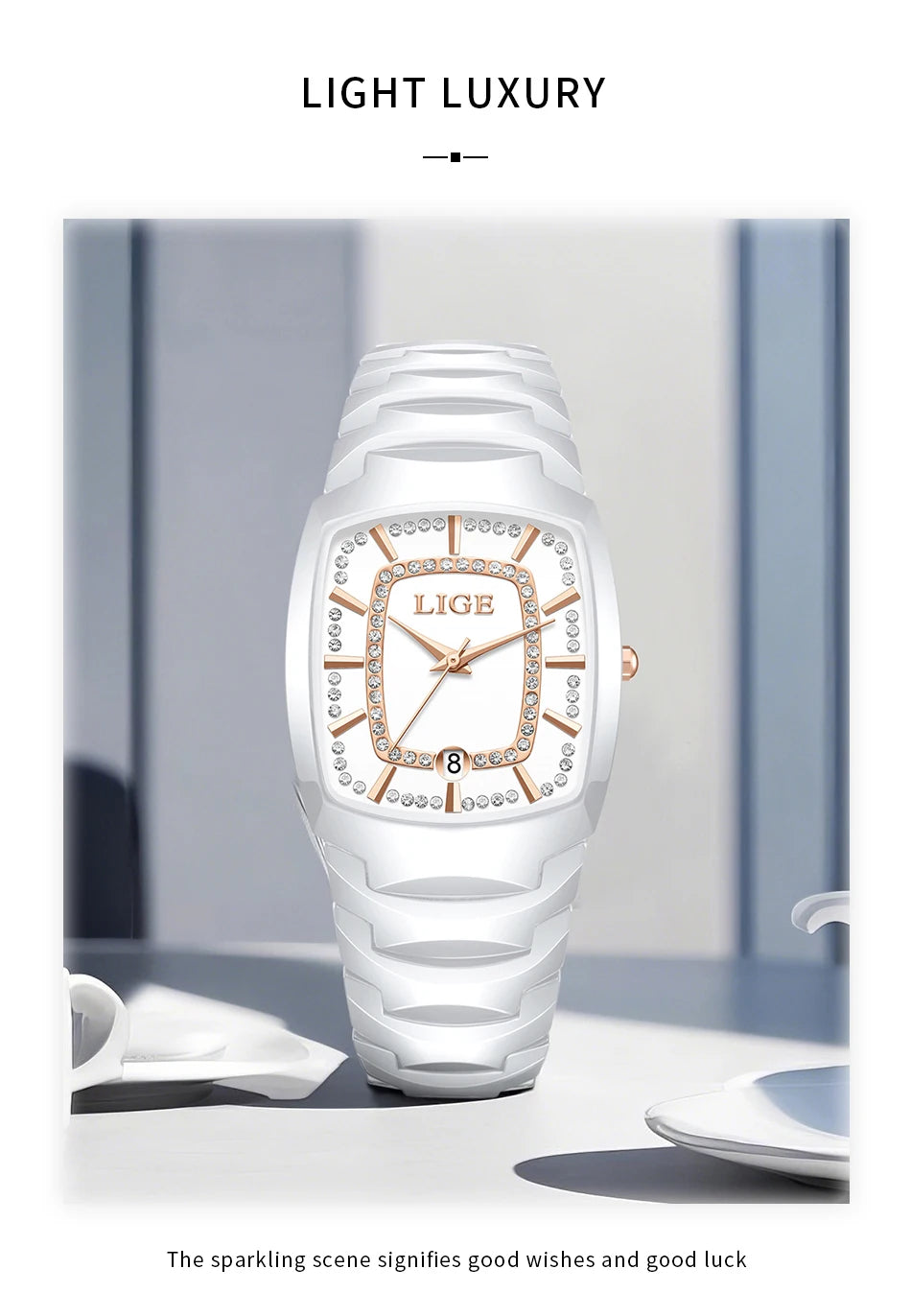 LIGE New Ladies Waterproof Watch Luxury Ceramic Braceletz Women Watches Creative Fashion Original Elegant Quartz Wristwatch Gift