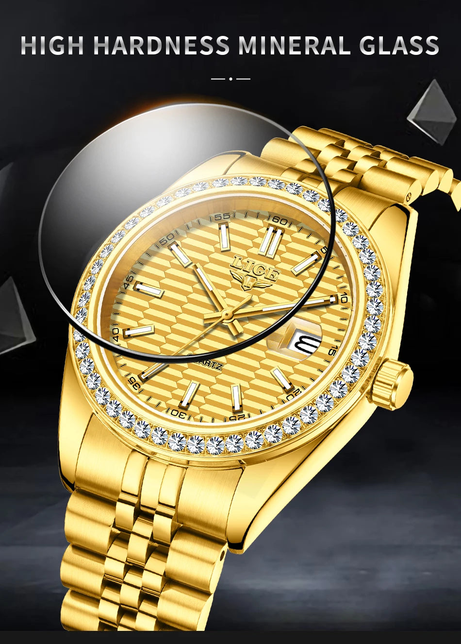 LIGE 2025 NEW Women's Watch Luxury Fashion quartz wristwatch ladies Stainless Steel Waterproof Calendar Watch for Women reloj