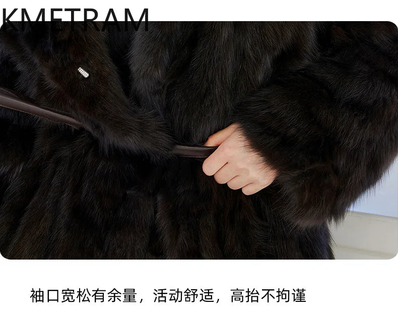 100% Natural Sable Fur Jacket Woman High Quality Long Real Fur Coat with Hood Winter Coats Women Clothing 2025 шуба женская Badiee Stylez
