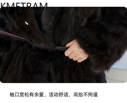 100% Natural Sable Fur Jacket Woman High Quality Long Real Fur Coat with Hood Winter Coats Women Clothing 2025 шуба женская Badiee Stylez