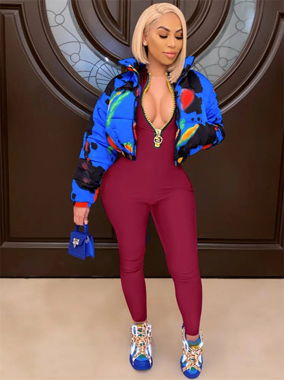 WESAYNB Wholesale Streetwear Clothes Zipper Long Sleeve Jumpsuit Women 2022 Black Blue Pink One-pieces Outfits Bodycon Jumpsuits