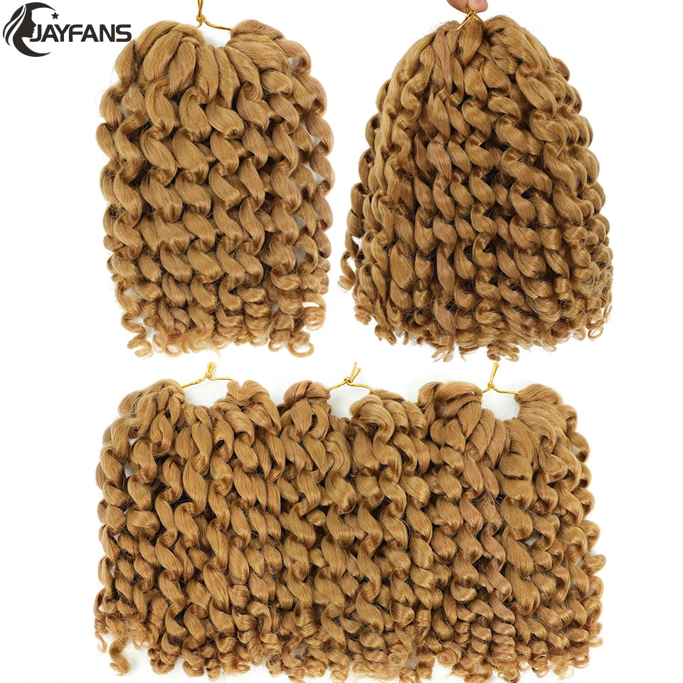 1- 5 Packs 8 inch Jumpy Wand Curl Jamaican Bounce Crochet Hair Natural Black Wand Curls Crochet Hair Short Curly Crochet Braids Badiee Stylez