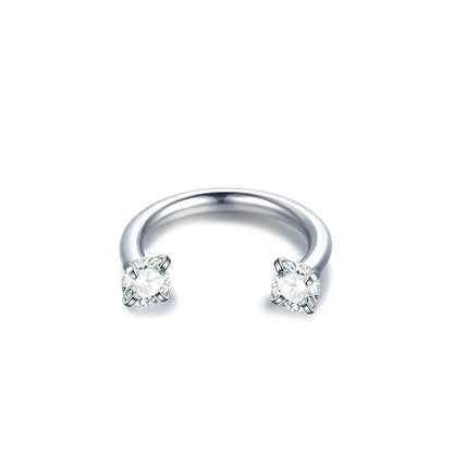 1PC Titanium Nose Horseshoe Ring Nose Septum Piercing Prong Set Round Zircon Ear Cartilage Tragus Daith Body Piercing Jewelry A (1PC)