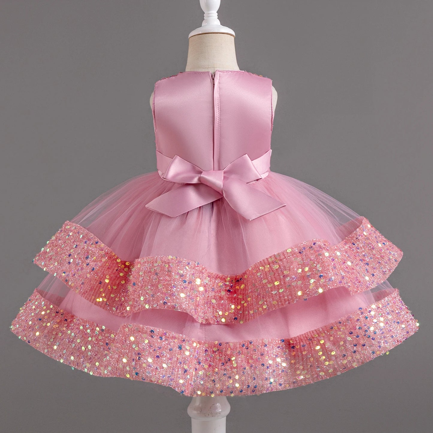 Fancy 12M Baby Sequins Tutu Gown Girl Sequin Bow 1st Birthday Princess Dress Flower Girl Costume for Wedding Party Summer Cloth