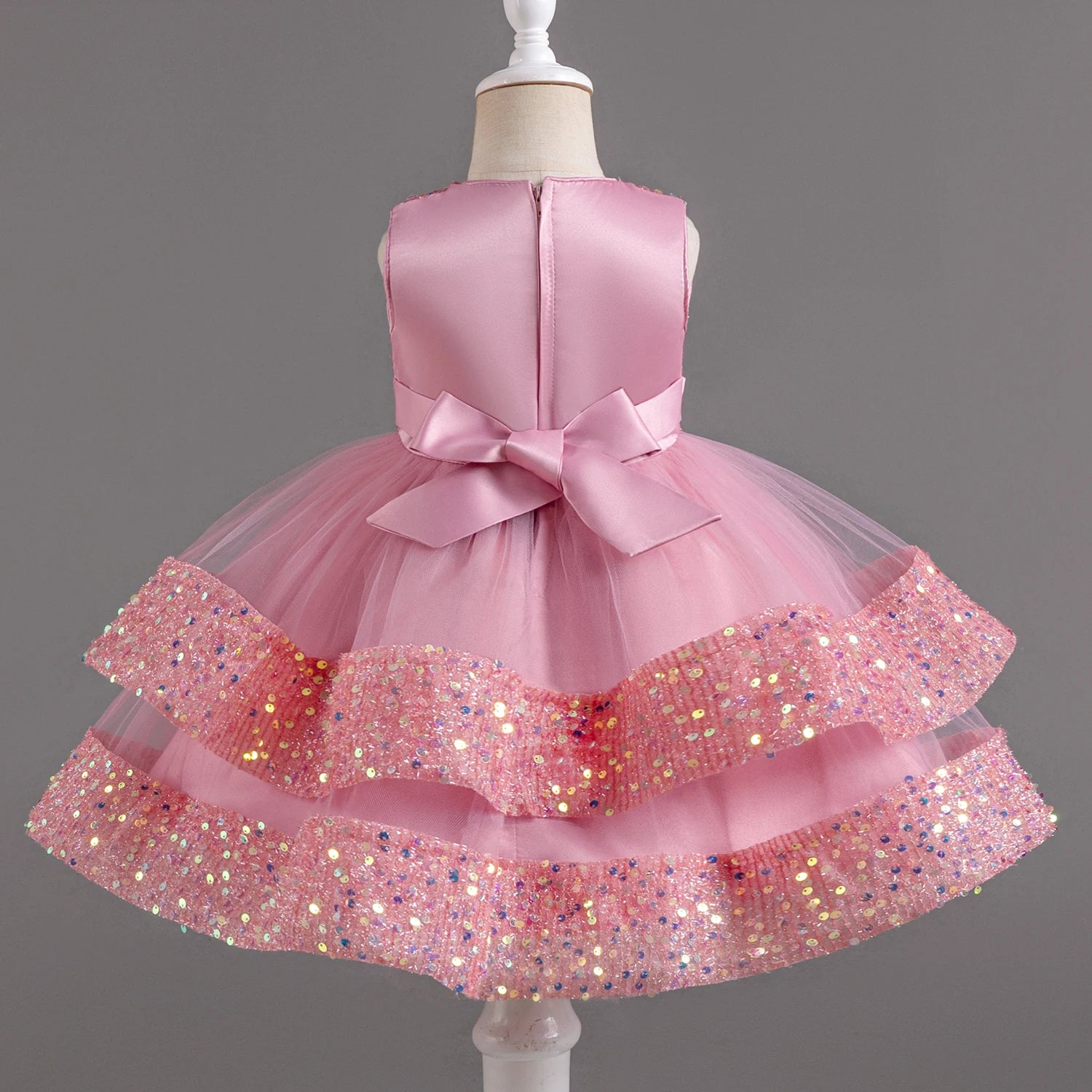Fancy 12M Baby Sequins Tutu Gown Girl Sequin Bow 1st Birthday Princess Dress Flower Girl Costume for Wedding Party Summer Cloth