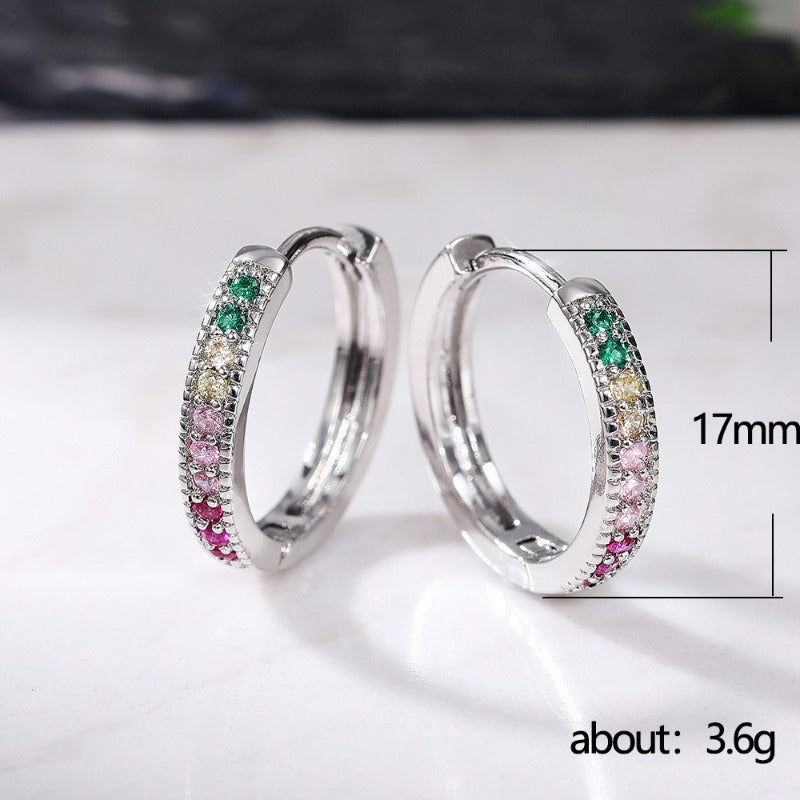 Crystal Cubic Zirconia Lymphatic Drainage Earrings Colorful Crystal Hoop Earrings Weight Loss Slimming Earrings Fashion Jewelry