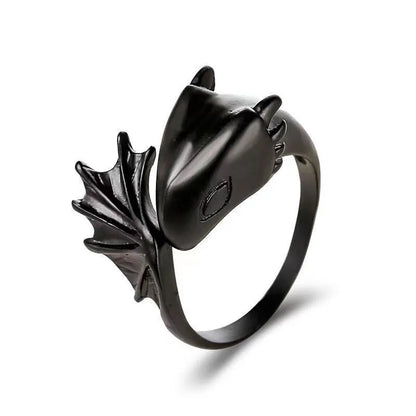 Steel Fun Jewelry Punk Enamel Dragon Ring for Women Girls Fashion Cute Flying Dragon Childlike Adjustable Cartoon Ring Wholesale black