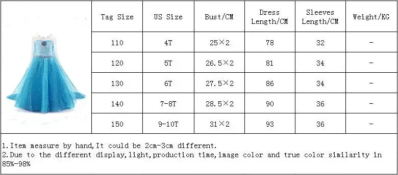 Elsa Dress for Girls 3-10Y Birthday Role Elsa Princess Dress For Kids Halloween 2024 Carnival Easter Party Cosplay Girls Costume