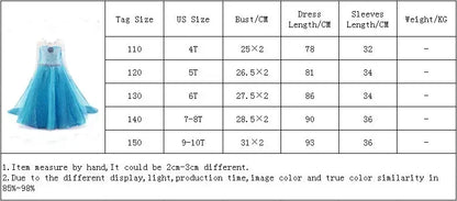 Elsa Dress for Girls 3-10Y Birthday Role Elsa Princess Dress For Kids Halloween 2024 Carnival Easter Party Cosplay Girls Costume
