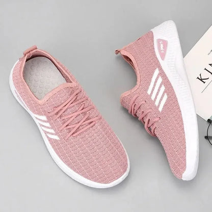 woman Mom Shoes Mesh Low-Top Running Student Shoes Trendy Shoes New Fly-Knit Sneakers Spring and Summer Soft Bottom Casualshoes