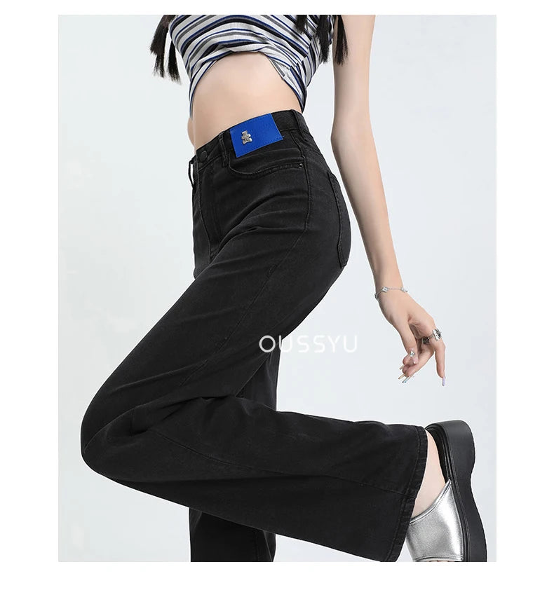 New Summer Soft Lyocell Jeans Women Blue Khaki White High Waist Straight Thin Wide Leg Denim Pants Y2k Loose Female Clothing 2XL