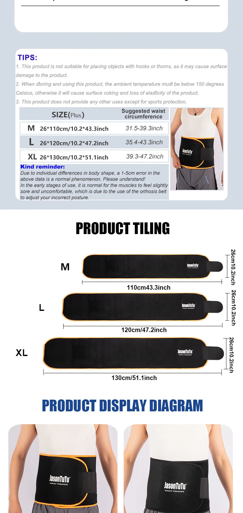 JASONTUTU Neoprene Sport Waist Belt Support Body Shaper Waist Trainer Loss Fitness Sweat Belt Slimming Strap Waist Trimmer