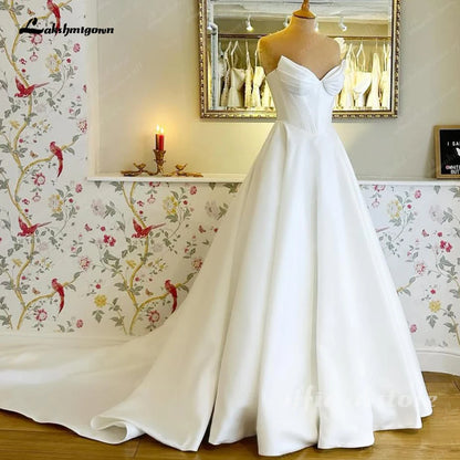 Lakshmigown Classic A Line Soft Satin Wedding Dresses 2026 Vestidos De Novia Beach Bridal Gowns Customized Badiee Stylez