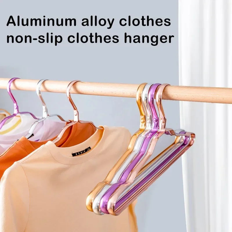 10pcs Aluminum Alloy Clothing Hanger Golden Durable Domestic Coat Supplies Organizer Wardrobe Organizer Clothing Storage Rack