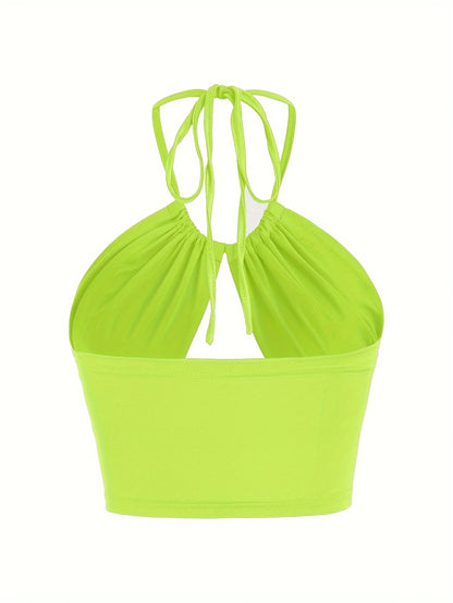 Europe and the United States solid color hanging neck small tube top hollowed out umbilical slim hot girl suspender vest