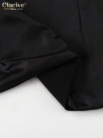 Clacive Bodycon Black Office Women's Shirt Fashion Square Collar Long Sleeve Shirts Elegant Classic Solid Tops Female Clothing