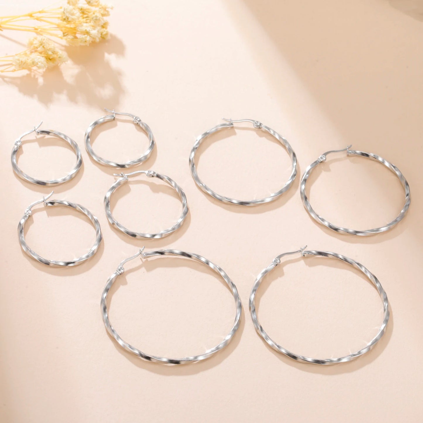 Cazador Geometric Twisted Hoops Earrings Women Real Gold Plated Stainless Steel Earrings Trend 2025 Jewelry Party Birthday Gift Badiee Stylez