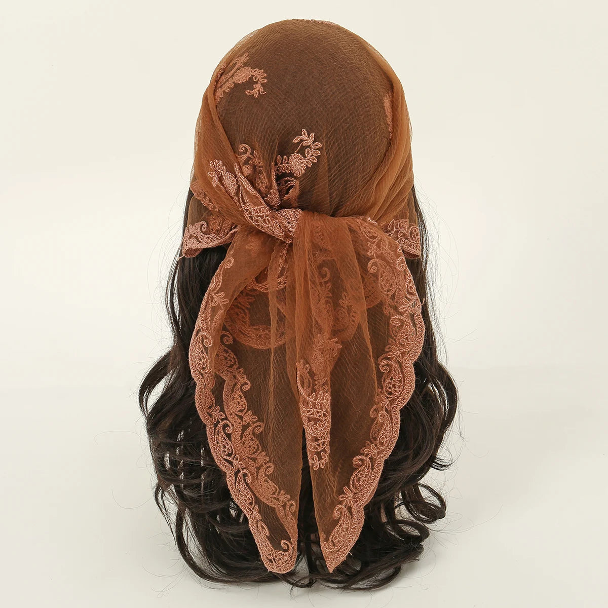 Lace Paisley Embroidery Bandana Square Scarf Elegant Breathable Silk Scarves Women Sunscreen Lightweight Shawl Headband VS630-01