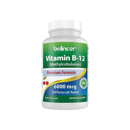 Vitamin B12 - Improve Mood, Improve Brain, Strengthen Nervous System, Increase Energy, Promote Metabolism, Maintain Heart Health 60 count-1 bottle