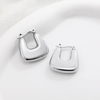 Fashion Glossy Stainless Steel Chunky Hoop Earrings for Women Gold Plated Thick Texture Geometric Circle Earring Vintage Jewelry 22480 11