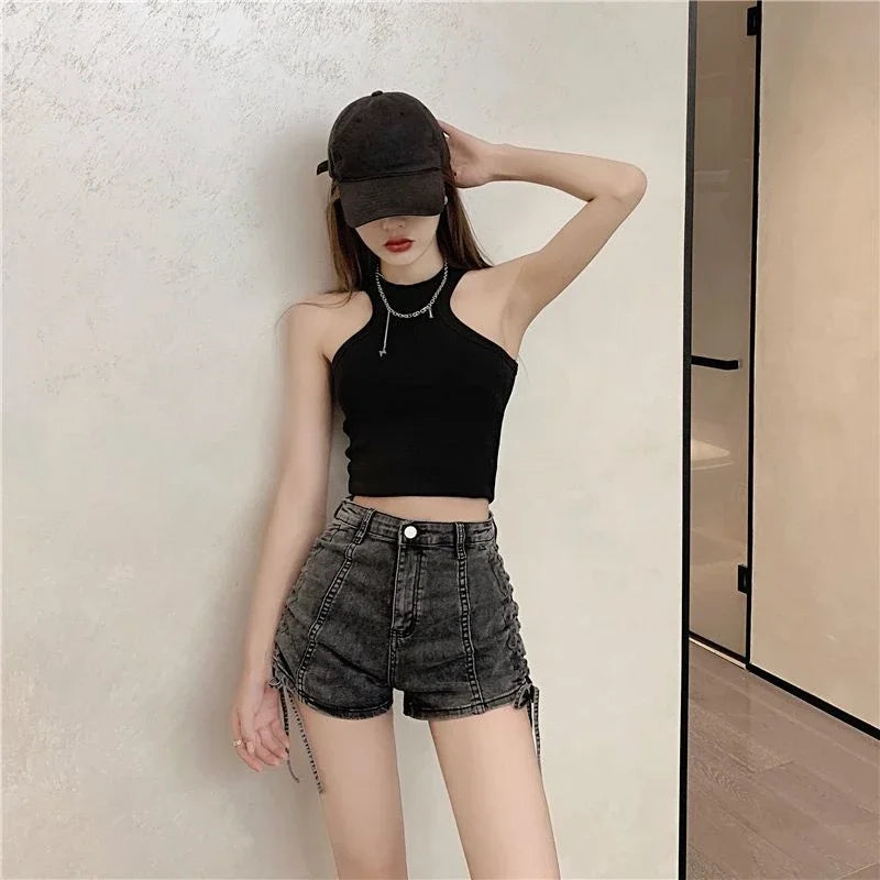 Korean Style Sexy Tight Women's Denim Shorts Designer New In Streetwear Design Y2k Harajuku Low Price Female Short Jeans Pants