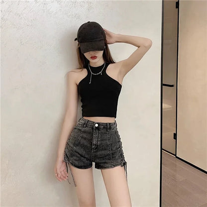 Korean Style Sexy Tight Women's Denim Shorts Designer New In Streetwear Design Y2k Harajuku Low Price Female Short Jeans Pants