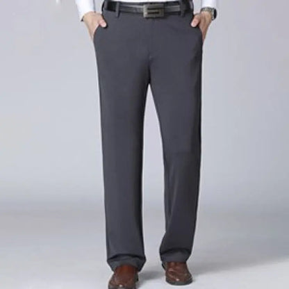 Men's ice silk suit pants Elastic mid-waist baggy trousers Straight business trousers Dark Gray CHINA