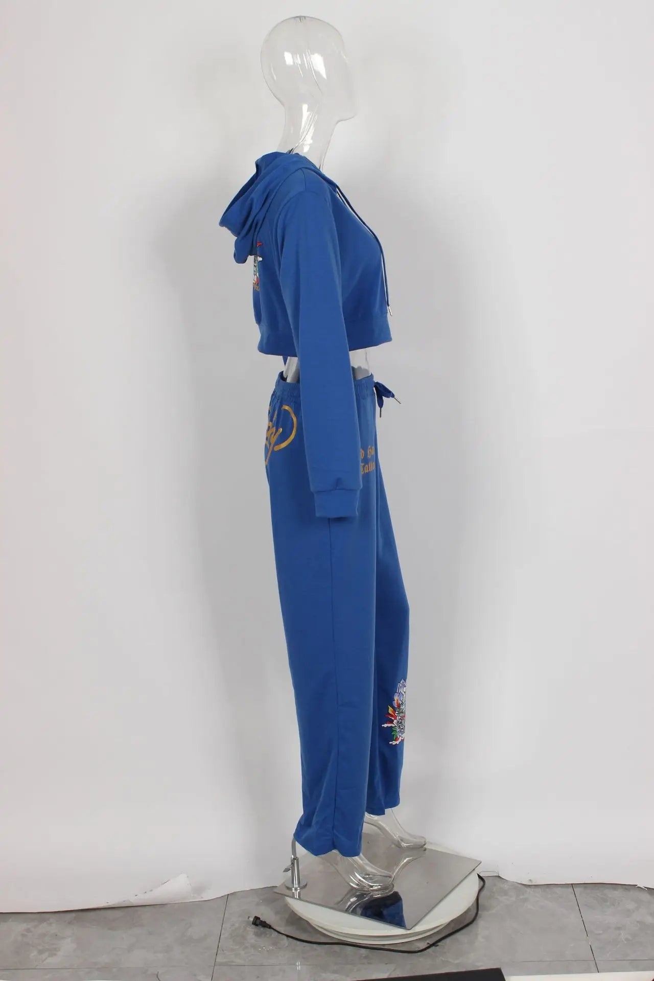 Bangniweigou Skull Love Print Zipper Short Cardigan + High Waist Straight Leg Pants Two Piece Set Women Tracksuit Autumn Winter