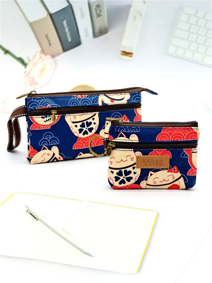 Polyester Waterproof Women's Coin Bag Ladies Organizer Wallet Female Phone Purse Money Pouch Clutch Handbag Carteira for Girls 2Pcs A4 B4