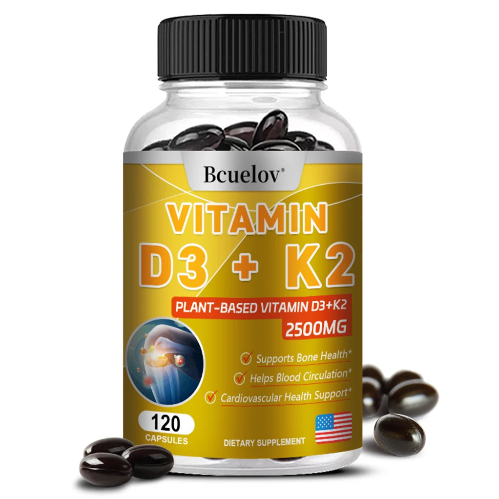 Vitamin D3 + K2 + B2 + B12, Vitamin Supplement for Immune, Heart, Joint, Dental & Bone Health - Easy to Absorb, 120 Capsules 120coumt United States