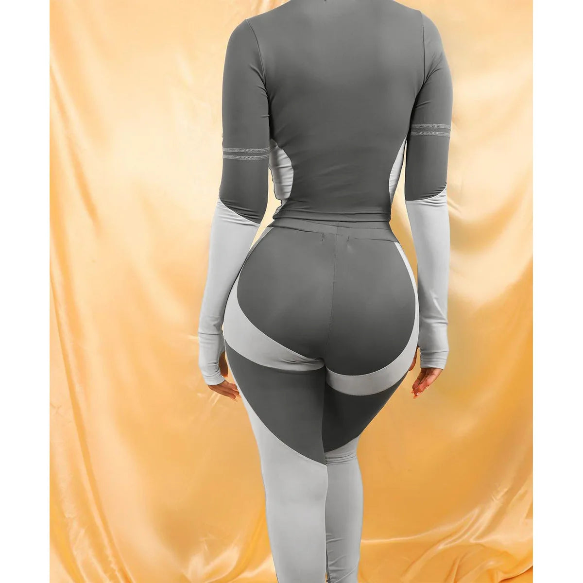 Y2K Color Matching Women'S Set Sweatsuit Two Piece Outfits Ladies' Standing Collar Sports Suit Slim Fit Long Sleeved Long Pants Badiee Stylez