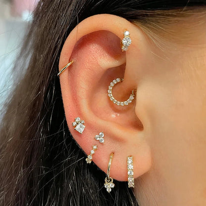 1PC Little Star Moon Snake Crystal Charms Pendant Helix Daith Earrings for Women Hanging Matching Piercing Lobe Tragus Jewelry