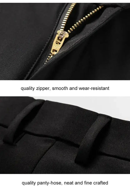 Men's ice silk suit pants Elastic mid-waist baggy trousers Straight business trousers