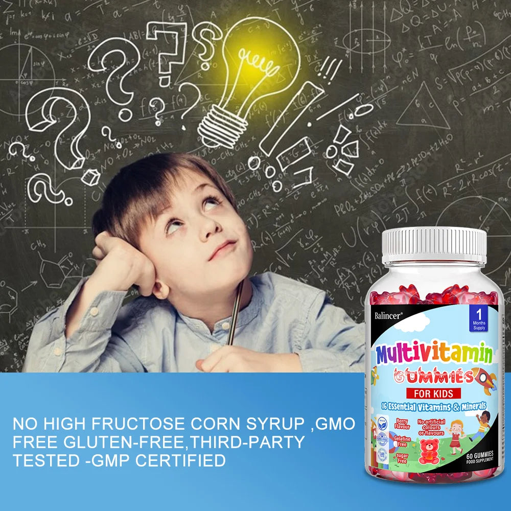 Kids Multivitamin Gummies - 16 Essential Vitamins and Minerals - Supports Healthy Growth & Development