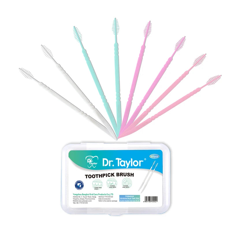 300 Pcs Double-ended Fish Bone Shaped Disposable Plastic Toothpick ,Dental Floss,Interdental Brush