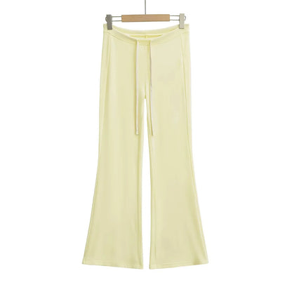 High waisted wide leg micro flared pants spring new style with a drooping feel, home stretch casual pants pantalones mujer Yellow lengthened L