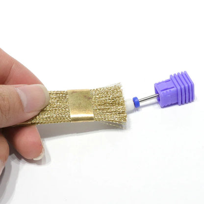 Nail Drill Bit Cleaning Brush Manicure Grinding Head Dual Brush Electric Drills Copper Wire Drill Brush Cleaner Nail Art Tools