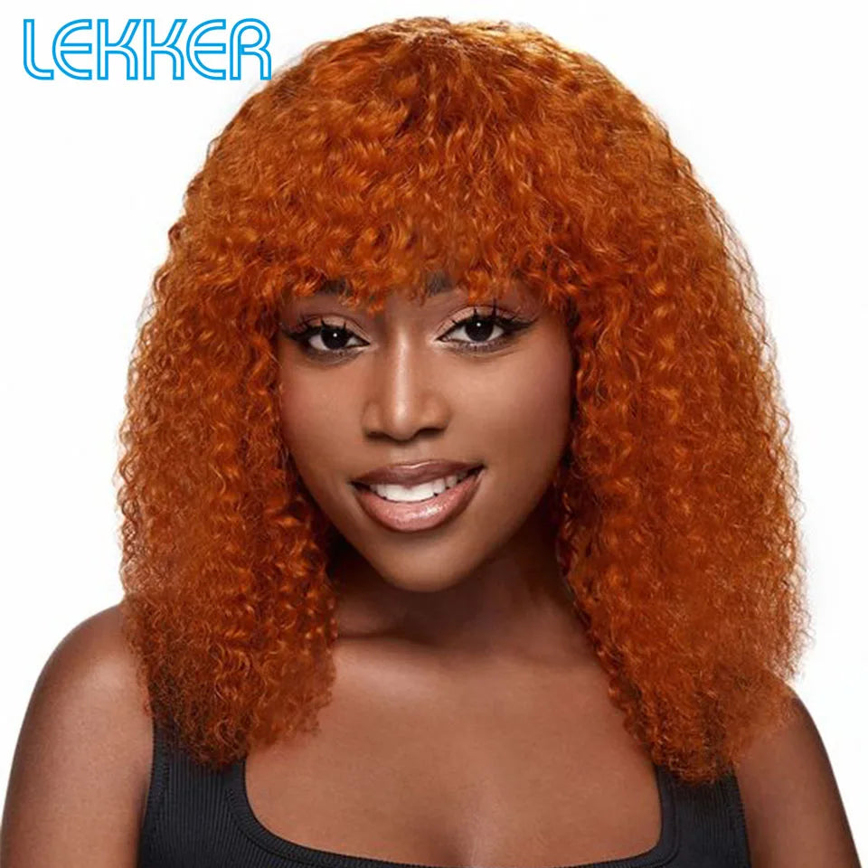 Lekker Colored Short Pixie Afro Kinky Curly Bob 100% Human Hair Wigs For Women Brazilian Remy Hair Ombre Brown Clearance Ginger Badiee Stylez