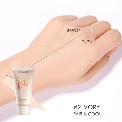 Wholesale FOCALLURE Waterproof Liquid Foundation Cream Full Coverage Oil-control Long-lasting Face Concealer Base Cosmetics 02 Ivory